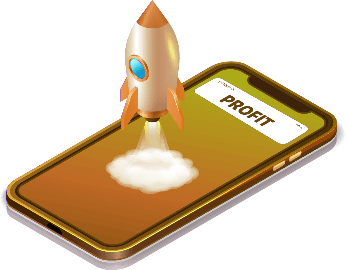 Rocket launching from a smartphone illustration