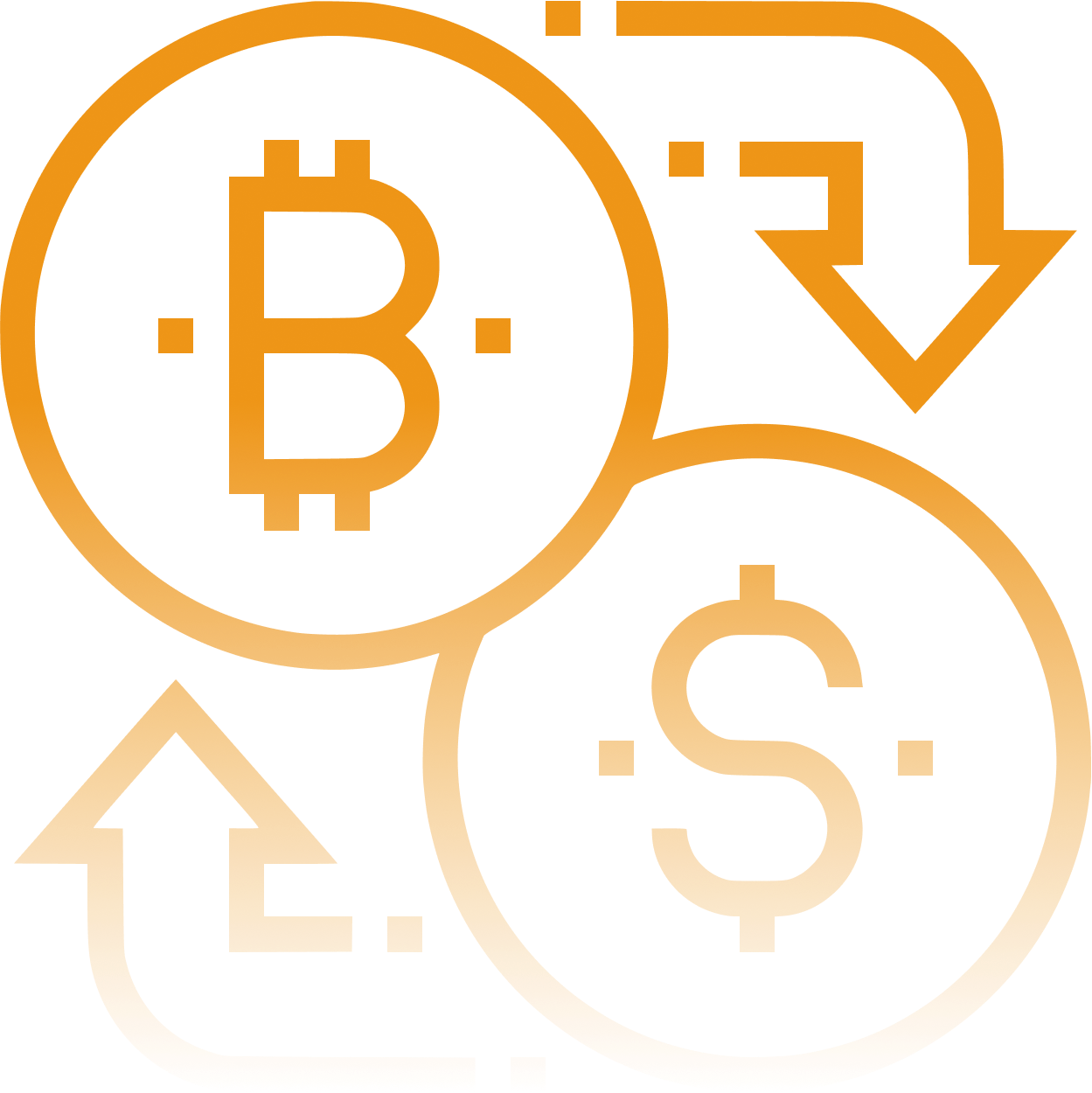 Bitcoin and US dollar exchange illustration